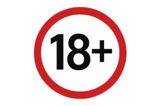 18+ in a white circle with a red border