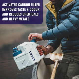 LifeSaver Cube Water filtration system, filters 5000L of water on the move. Perfect for camper vans, long duration trips, remote areas and wild camping.