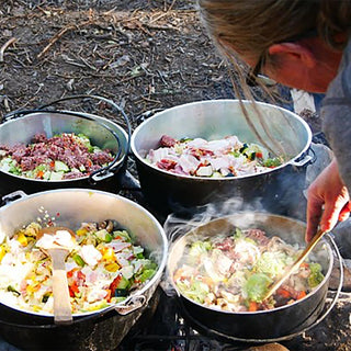 Food prep on the banks of the Yukon river