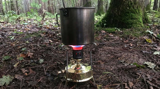 Restored brass paraffin stove doing what it should be doing