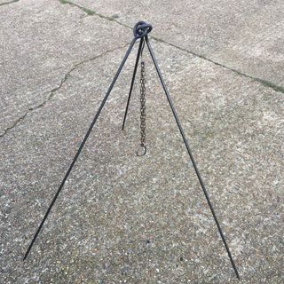 Campfire Cookshop 150cm Tripod. Handforged from thick mild steel, supplied with hook and chain.