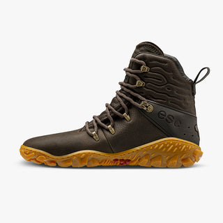Vivobarefoot Tracker Forest Esc boots in Bracken coloured leather. Barefoot shoes for outdoor activities.