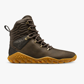 Vivobarefoot Tracker Forest Esc boots in Bracken coloured leather. Barefoot shoes for outdoor activities.