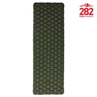 Highlander R11 Inflatable sleep mat in green. A comfortable 10cm thick inflatable sleep mat offering incredible warmth at a great price