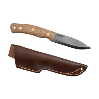 Casstrom No.10 Swedish Forest Knife with a Canvas Micarta Handle, and a brown leather sheath