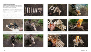 A Sample page of Paul Kirtley's Core Bushcraft book, focusing on Fire lighting skills.