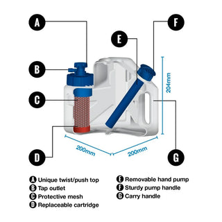 LifeSaver Cube Water filtration system, filters 5000L of water on the move. Perfect for camper vans, long duration trips, remote areas and wild camping.