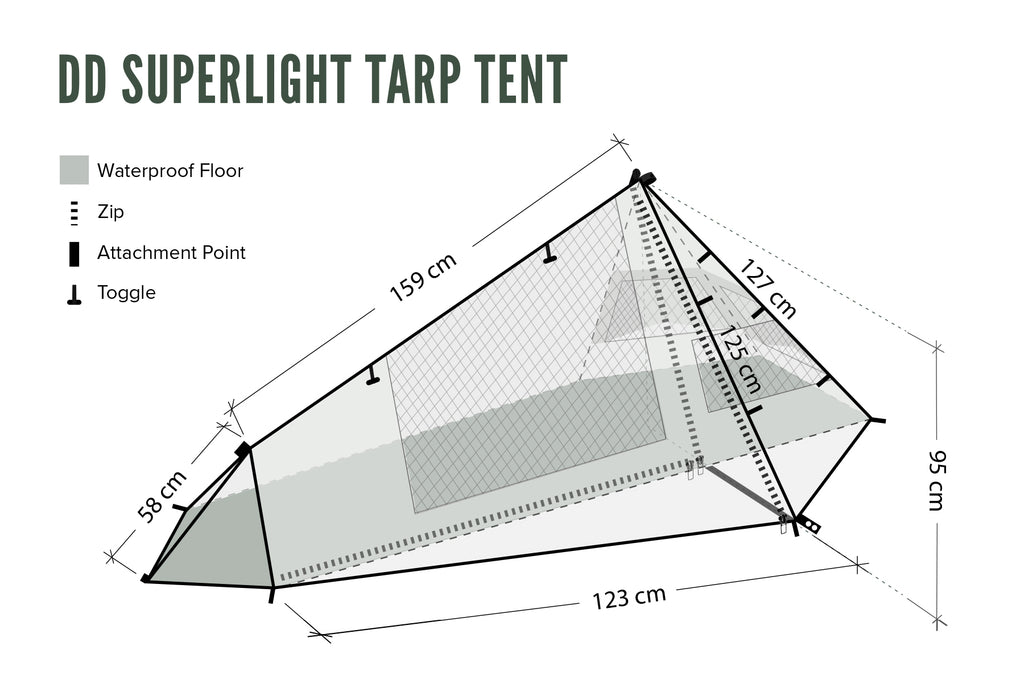 DD SuperLight Tarp XL – Telone Ultraleggero Impermeabile – 4,5x2,9m – Verde Oliva – Con Picchetti E Tiranti - 2