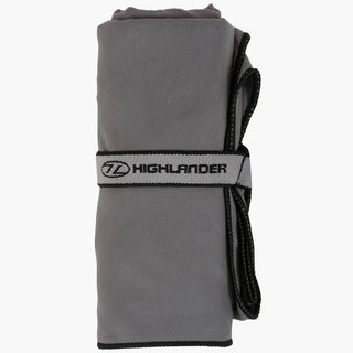 Lightweight Microfibre travel towel in light charcoal. Efficient, compact and budget friendly.