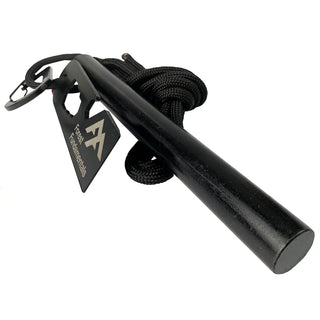 Forest Fundamentals Beast Ferrocerium rod - this is the 4" version. Shown with a steel striker, paracord and carabiner.