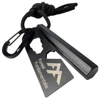 Forest Fundamentals Hive fire lighting Ferrocerium rod. These are hexagonal fire steels, and are supplied with a steel scraper, paracord and a carabiner.