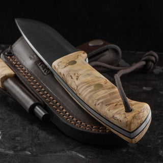 Joker Ranger Bushcraft Curly Birch Handle Knife With Firesteel