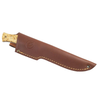 Casstrom No.14 SFK in Curly Birch with a leather sheath