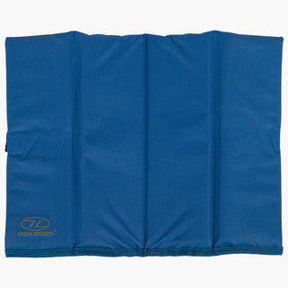 Highlander folding Sit mat, a blue folding mat for sitting or kneeling on uncomfortable ground.
