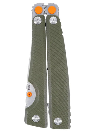 SOG Tellus Milti-Tool. A green handled multi tool featuring everything you need to tackle any surprise job!