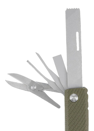 SOG Tellus Milti-Tool. A green handled multi tool featuring everything you need to tackle any surprise job!