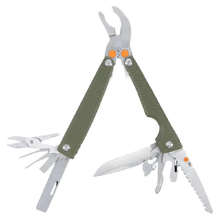 SOG Tellus Milti-Tool. A green handled multi tool featuring everything you need to tackle any surprise job!