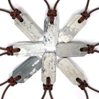 Wazoo Gear Viking Whetstone pendant necklace, natural Arkansas stone, on a leather cord, showing the Rare colours.