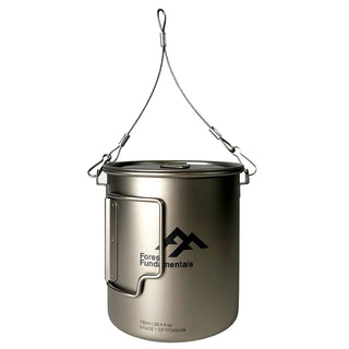 Stainless steel wire bail handles for cups or pots of a small diameter, with two clips to attach. Shown here connected to a titanium cup (not included).