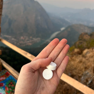 Pits & Bits 9 pack of expandable and compostable wipes to help keep you clean and fresh on your next adventure. Small fruit pastille sized wipes that are lightweight and compact for easy travel. 