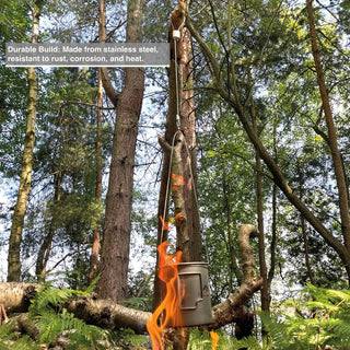 Forest Fundamentals TrailGrip pot and cup hangers. A stainless steel wire that can hold a cup or pot over a fire with ease.