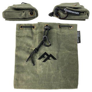 Forest Fundamentals Foraging Pouch - handmade waxed canvas pouch which folds up when not in use. 