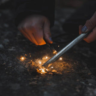 Forest Fundamentals Beast Ferrocerium rod - this is the 8" version. Shown with sparks.