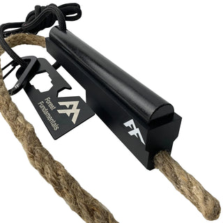 Forest Fundamentals Stealth Firelighter, a ferrocerium rod, in an aluminium holder, with fire lighting cord, striker, and lanyard. 